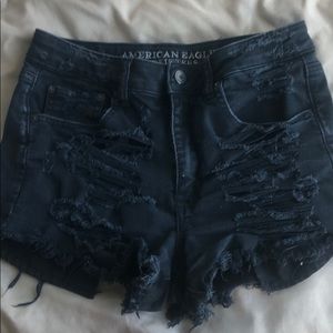 American eagle black jean shorts lightly ripped